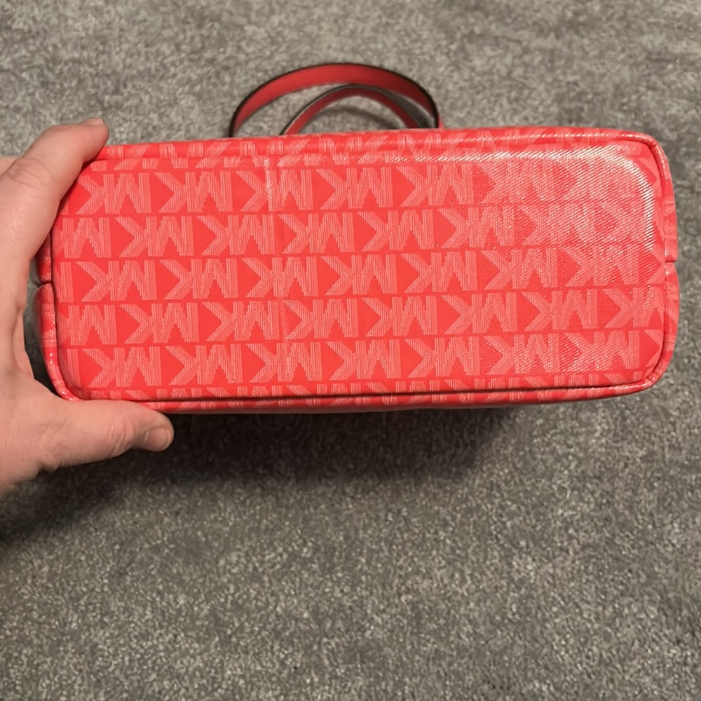 Michael Kors Coral Pink MK Logo Tote - Picture 3 of 5